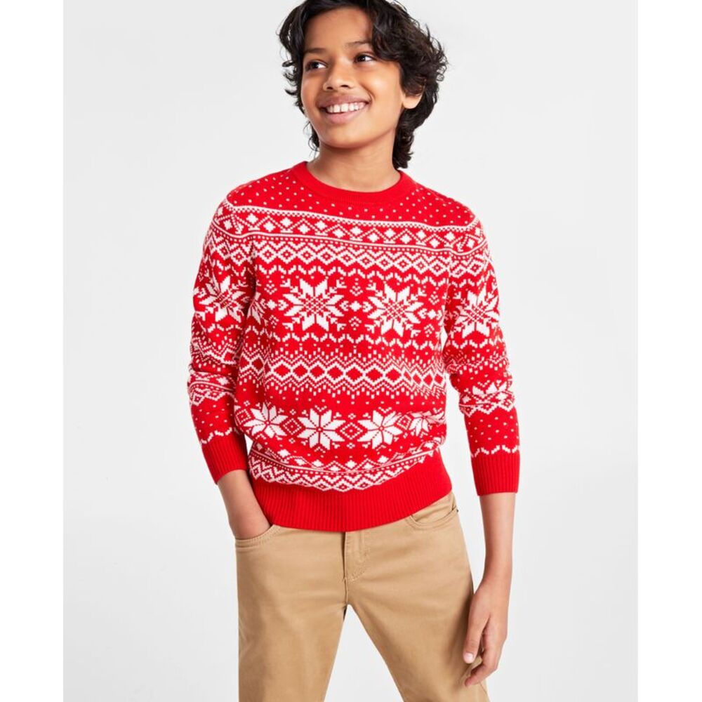 Charter Club Holiday Lane Big Boys Festive Fair Isle Sweater